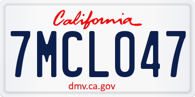 CA license plate 7MCL047