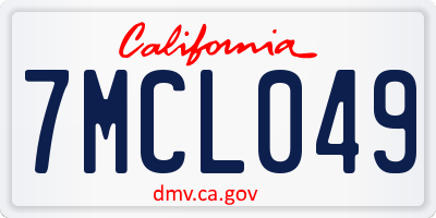CA license plate 7MCL049