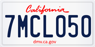 CA license plate 7MCL050