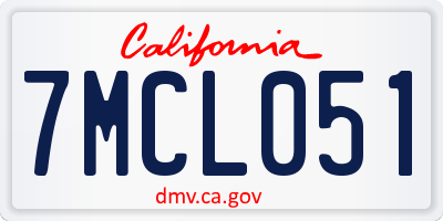 CA license plate 7MCL051