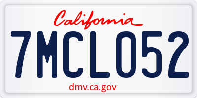 CA license plate 7MCL052