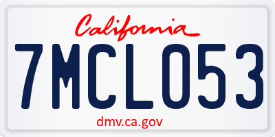CA license plate 7MCL053
