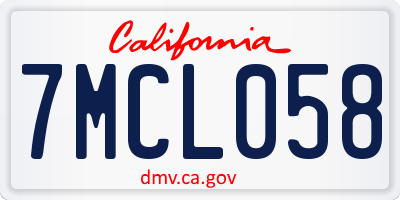 CA license plate 7MCL058