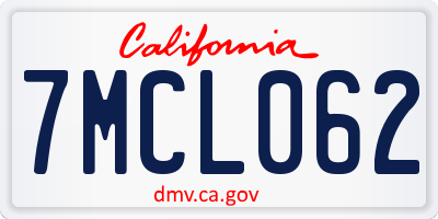 CA license plate 7MCL062