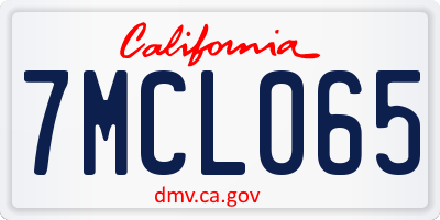 CA license plate 7MCL065