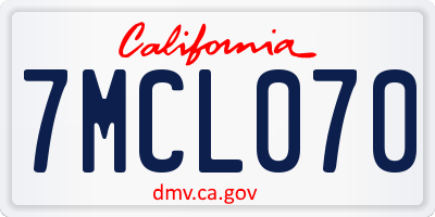 CA license plate 7MCL070