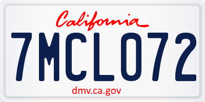 CA license plate 7MCL072