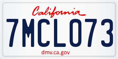 CA license plate 7MCL073