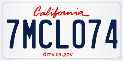 CA license plate 7MCL074
