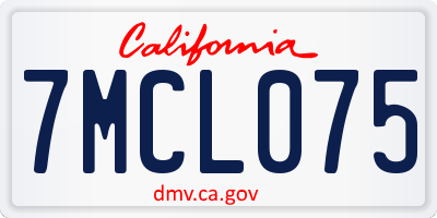 CA license plate 7MCL075