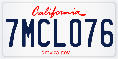CA license plate 7MCL076