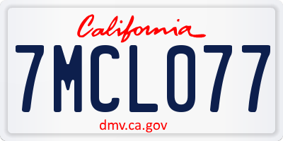 CA license plate 7MCL077
