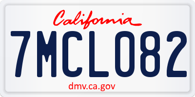CA license plate 7MCL082
