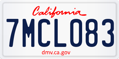 CA license plate 7MCL083