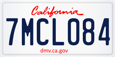 CA license plate 7MCL084