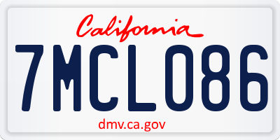 CA license plate 7MCL086