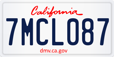 CA license plate 7MCL087