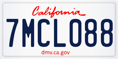 CA license plate 7MCL088