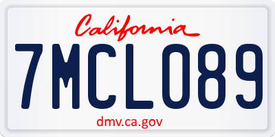 CA license plate 7MCL089