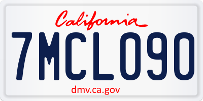 CA license plate 7MCL090