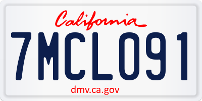 CA license plate 7MCL091