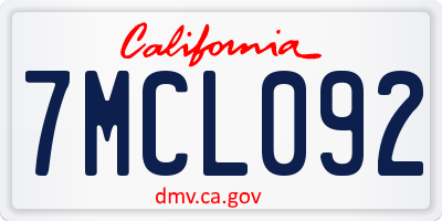 CA license plate 7MCL092
