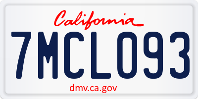 CA license plate 7MCL093