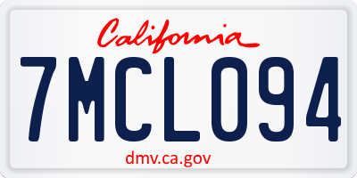 CA license plate 7MCL094