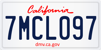 CA license plate 7MCL097