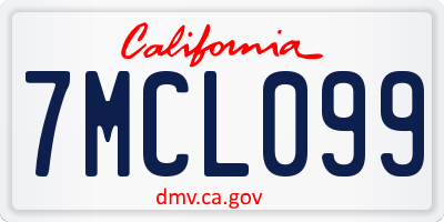 CA license plate 7MCL099