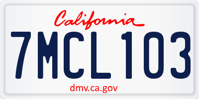 CA license plate 7MCL103