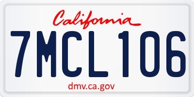 CA license plate 7MCL106