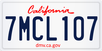 CA license plate 7MCL107
