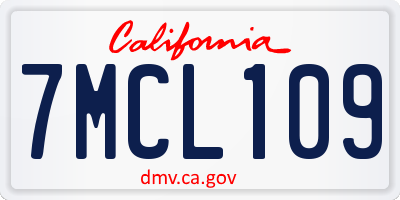 CA license plate 7MCL109