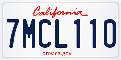CA license plate 7MCL110