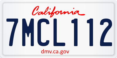 CA license plate 7MCL112