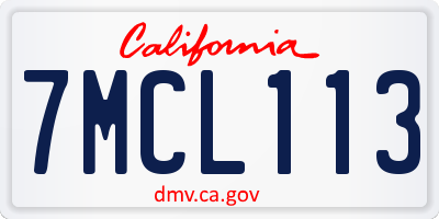 CA license plate 7MCL113
