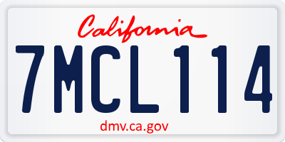 CA license plate 7MCL114