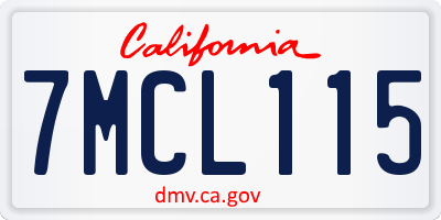 CA license plate 7MCL115