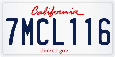 CA license plate 7MCL116