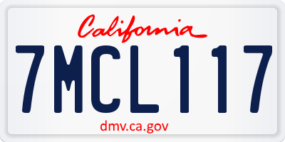 CA license plate 7MCL117