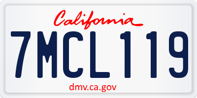 CA license plate 7MCL119