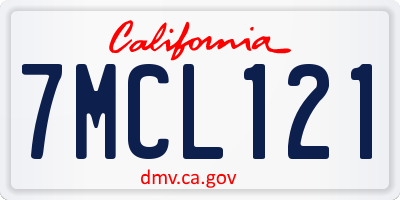 CA license plate 7MCL121