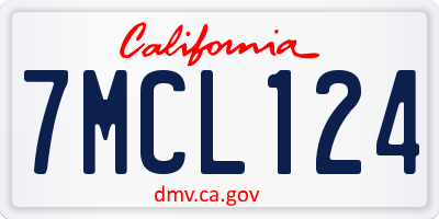 CA license plate 7MCL124