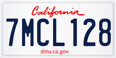 CA license plate 7MCL128
