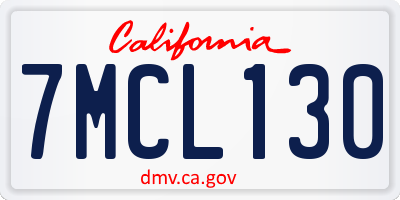 CA license plate 7MCL130