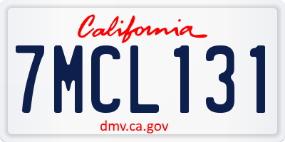 CA license plate 7MCL131