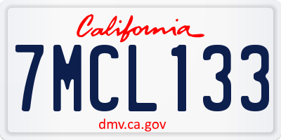 CA license plate 7MCL133