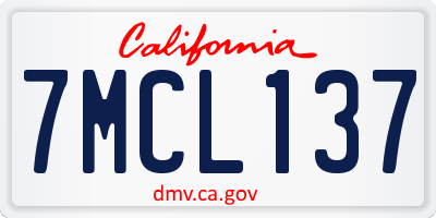 CA license plate 7MCL137