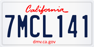 CA license plate 7MCL141